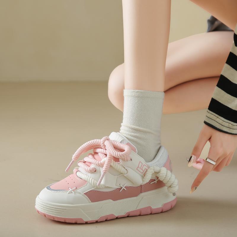 Nowe Damskie Buty Moda Sneakersy na Platformie Panie Wiosenne Płaskie Buty na Grubej Podeszwie Codzienne Buty do Biegania dla Kobiety