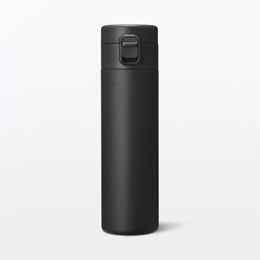 MUJI Vacuum Insulated Insulated 76049135 Bottle, One-Touch Type, 500mL, Black,