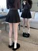 High-Waisted Bowknot Woolen Pleated Mini Skirt for Petite Women - Winter Anti-Exposure Design