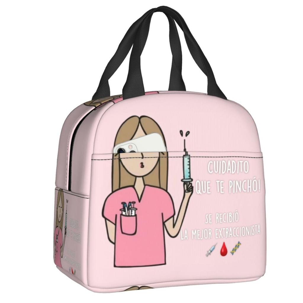 Custom Enfermera En Apuros Doctor Nurse Medicine Insulated Lunch Tote Bag for Women Resuable Thermal Cooler Food Lunch Box