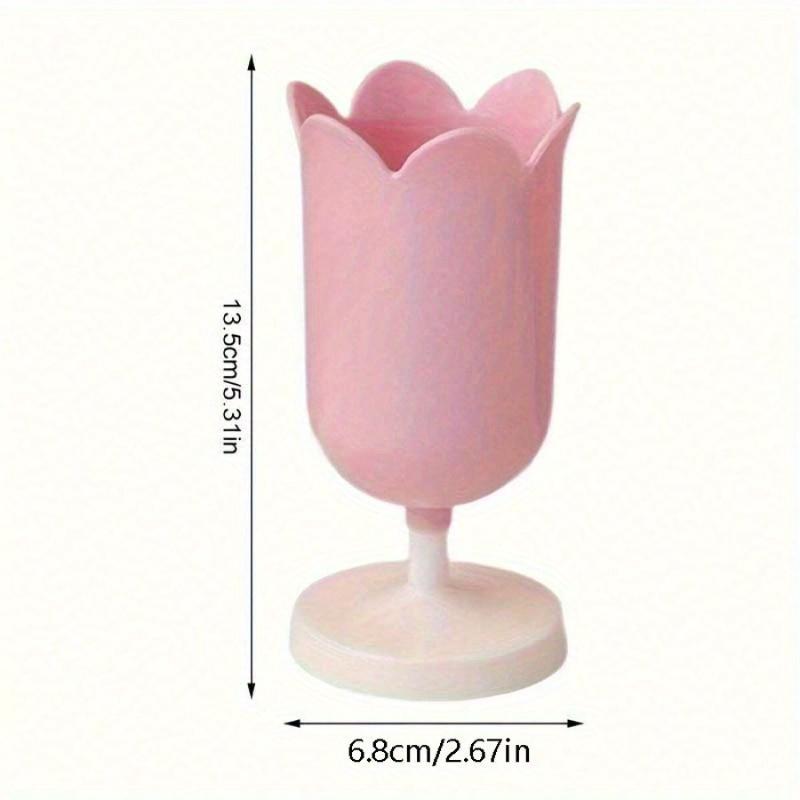 Tulip Shaped Plastic Pen Holder - Office Desk Organizer for Pens, Cosmetics and Stationery Back To School