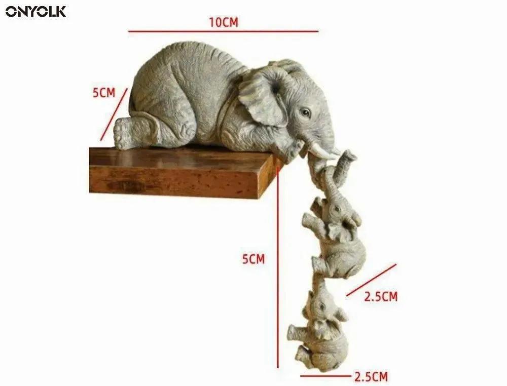 3 Pcs/set Cute Elephant Hug Baby Doll Resin Handicraft Decoration Home Decor Gift Decorative Figurines Miniatures Accessories