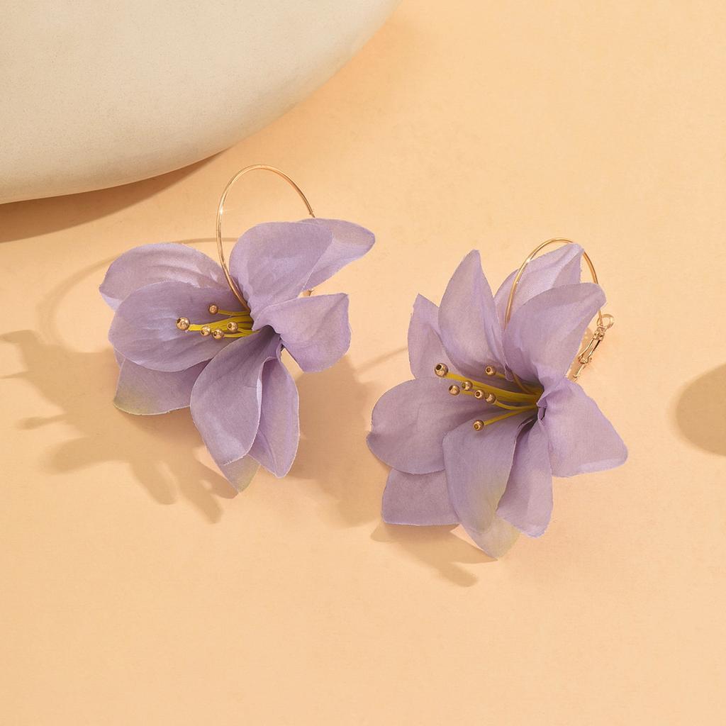 Simulation flower earrings temperament less heart flower earrings