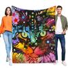 Vibrant Colorful Cat Face Blanket Soft Cozy Warm Throw for Bed Sofa Perfect Home Decor Gift for Cat Lovers' Birthday or Special