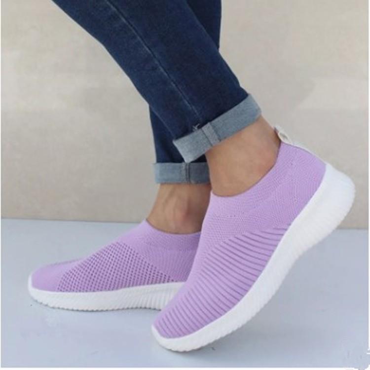 Fashion Women Sneaker Summer Elastic Force Mesh Breathable Flat Ladies Slip On Casual Sports Shoes Comfortable Vulcanize Shoes