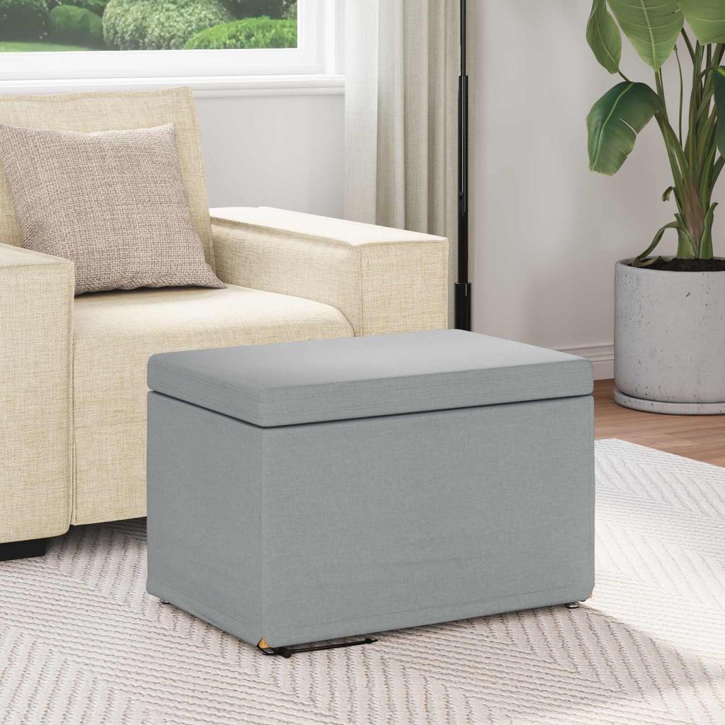 Stool Light Grey 61 X 41 X 40 Cm Fabric and Particleboard