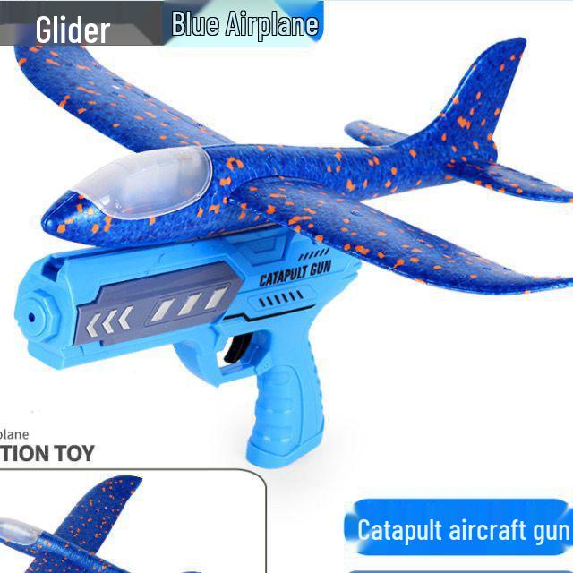 Light-Up Foam Glider Airplane Launcher Toy for Kids Blue without lights