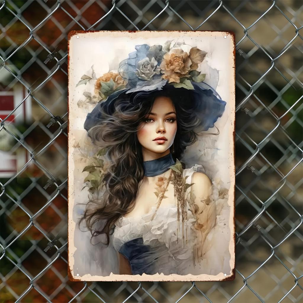 2D Flat, 1pc Art Deco Style Iron Frameless Tin Sign, DIY Oil Painting by Numbers Kit On Canvas, Multipurpose Wall Hanging Decor,