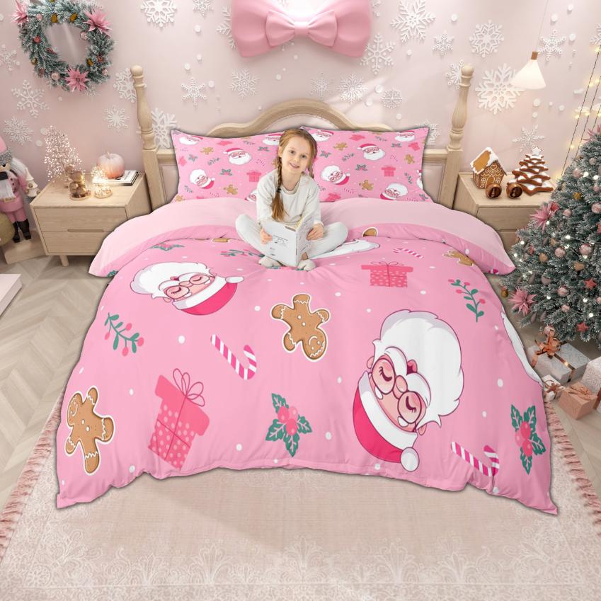 Homewish Veselé Vánoce Sada povlaku na přikrývku 2ks/3ks, Dětské dárky k šťastnému novému roku Ložní prádlo, Vánoční sada povlaku na přikrývku Santa Claus