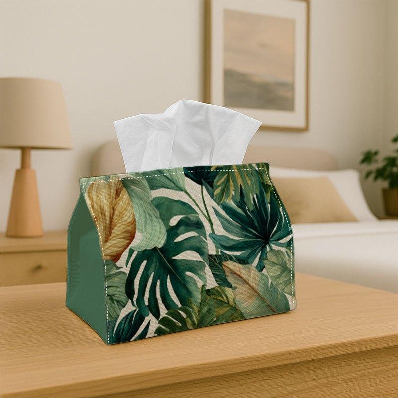 1pc Tropical Monstera Tissue Box Holder- Multifunctional Napkin Dispenser Compatible with Tissues/Roles/Sheets- Decorative Organizer for Home, Bedside