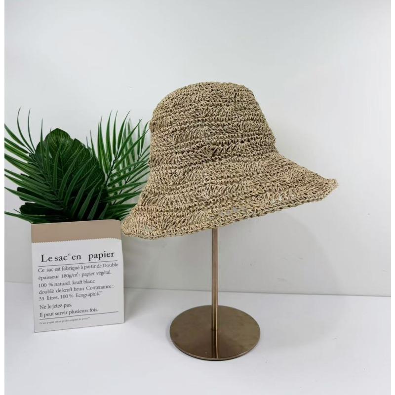 Temperament lace strap straw hat bucket hat female summer versatile sunshade sun protection beach straw hat