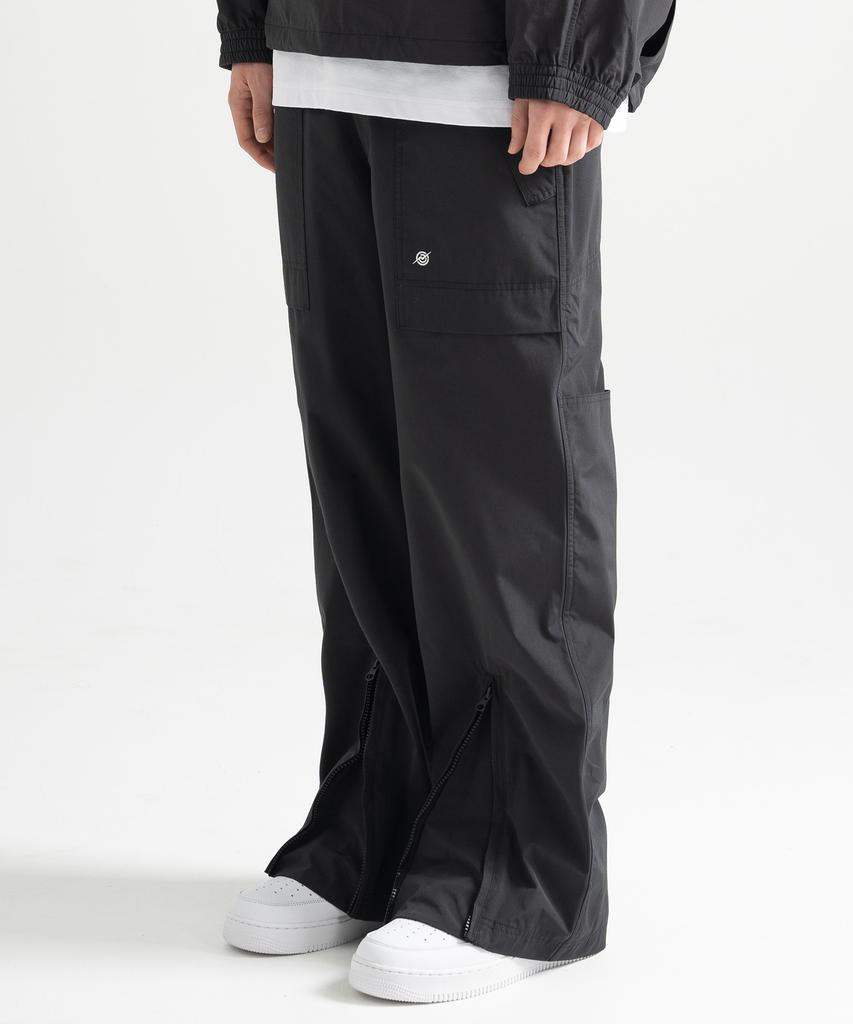 Kallapataleu Poly Cotton Rib Track Zip Pants - Black