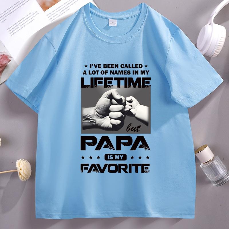 Papa Fathers Day Tshirt Unisex Women Cotton Short Sleeve Father Tshirt Vintage Round Neck T Shirts Breathable Round Neck Tshirts