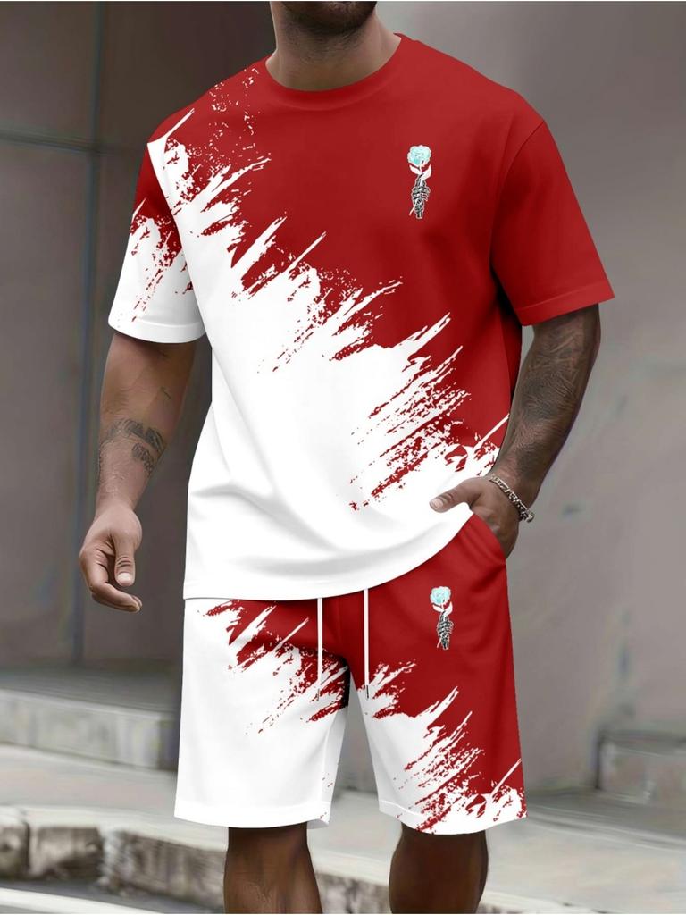 New Summer Casual Men's T-Shirt and Shorts Sets Sports Men's Tops and Shorts Streetwear Loose Men Summer Clothes