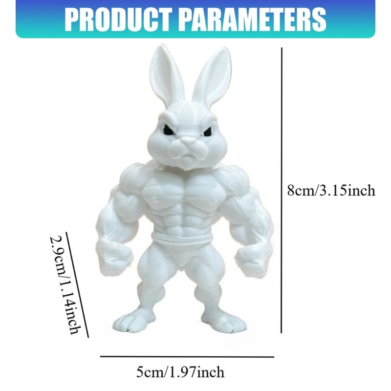3D Printed Muscle Bunnies Figurine Muscular Rabbit Statue Animal Sculpture Decorative Ornament Collectibles Home Decors