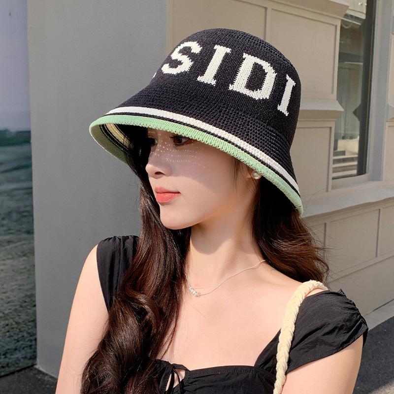 New Summer Hat for Women Knitted Fisherman Hat Sun Protection Sun Hat Summer Breathable Face showing Hat