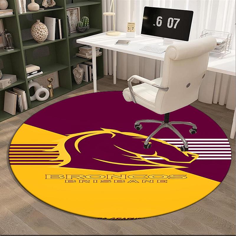 Brisbane Broncos Round Rug for Livingroom,Bedroom, Palyroom, Chair Rug, Area rug, Circle Carpet, Fan Christmas gift