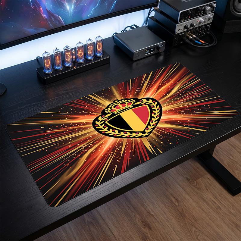 Belgium Football Crest Mouse Pad, Extended Non Slip Rubber Desk Mat for Gaming Office Laptop Fan Gift