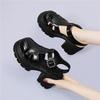 Roman hollow black sandals heightened thick-soled cm outer wear bag head single shoes foreign fashion casual explosive women's shoes