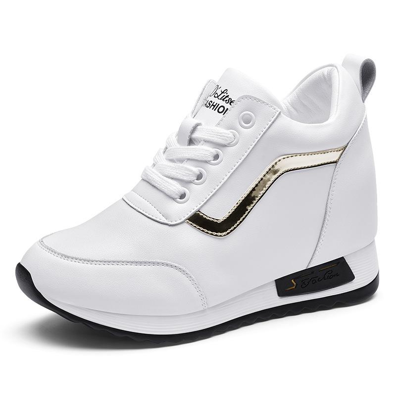 Inner Height Increase Women 'S Shoes  New Spring And Autumn White Shoes Flat Casual All -Match Sports Shoes