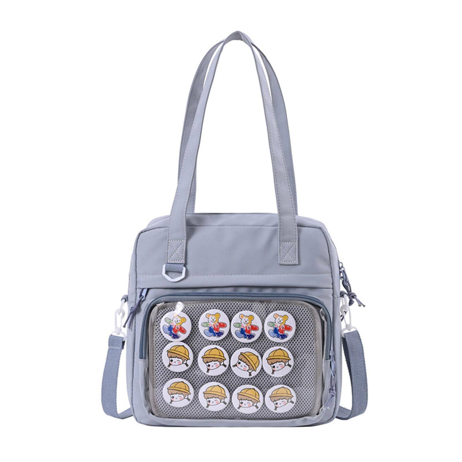 Harajuku Crossbody Bags for Women Girls JK Bag Clear PVC Window Canvas Handbags Cute School Book Bag JK Shoulder Bag