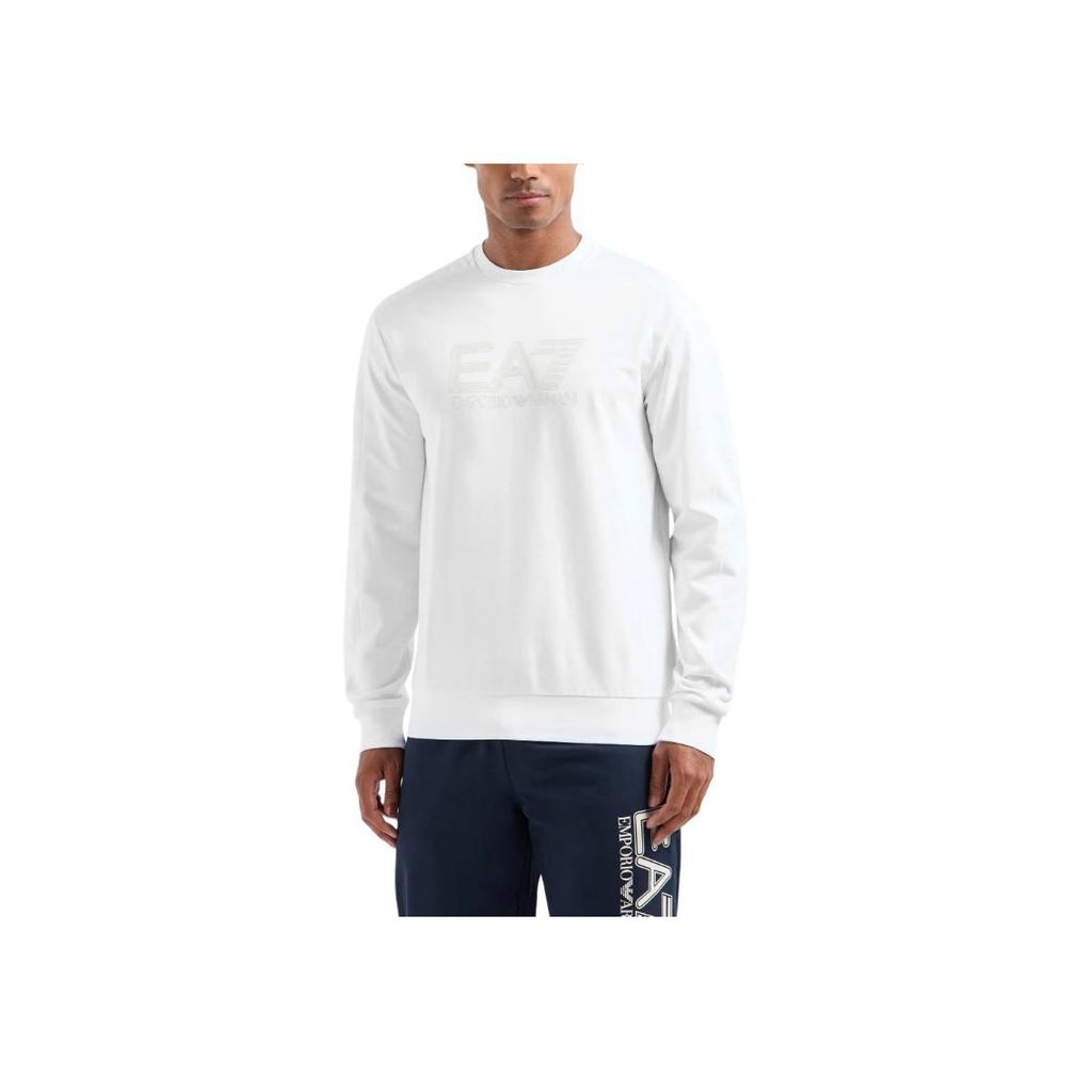 Emporio Armani EA7 FW24 Letter Number Logo Print Crew Neck Long Sleeve Sweatshirt Men sweatshirt White 6DPM60-PJVRZ-1100