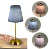 Cordless Table Lamp Small Night Light 3 Light Colors Simple Reading Light with Pleated Lampshade for Restaurant Bar Coffee Shop