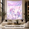 Unicorn (356) Theme Personalized Tapestry Custom Name Text Wall Hanging Tapestry Home Background Decoration