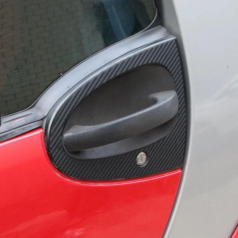 2pcs Car Stickers Car Door Handle Carbon Fiber Stickers Decal Auto Accessories For Smart 2009-2014 451 453 Fortwo W451 W453 C451