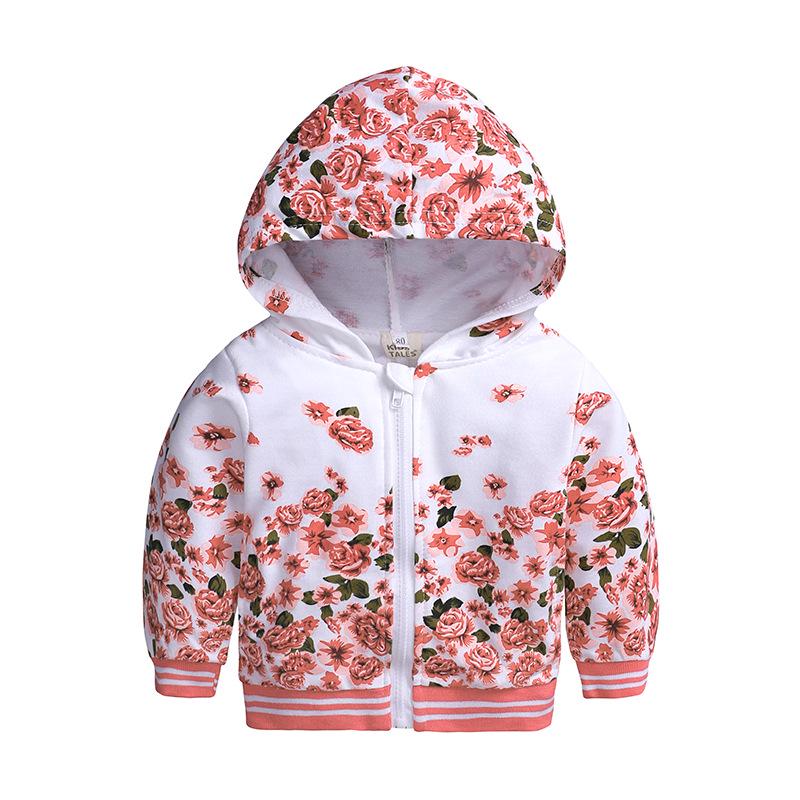 Peony Flower Infant Girl Spring/Autumn Long Sleeve Three-Piece Set: Jacket, T-shirt, Pants