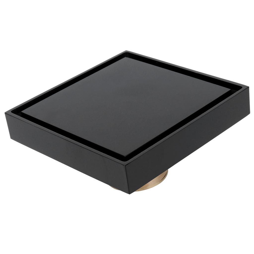 Black Shower Floor Drain Copper Floor Drain Strainer for Kitchen Bathroom Balcony 10x10cm