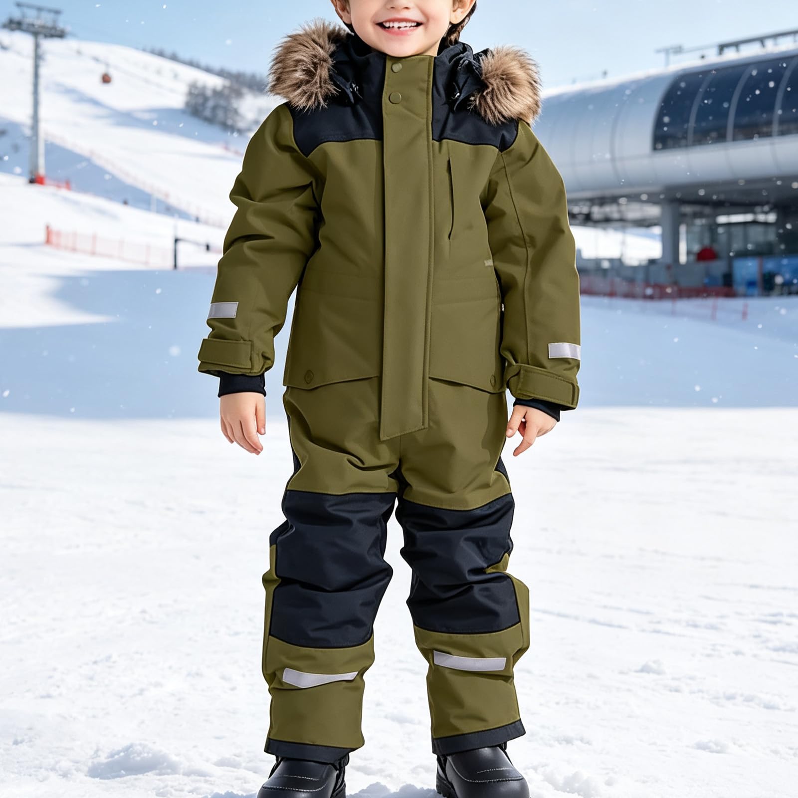 Fashionable Kids One-Piece Ski Suit for
