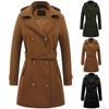 Cappotto da Donna in Lana con Cappuccio e Toppe per Autunno Inverno Abbigliamento Casual