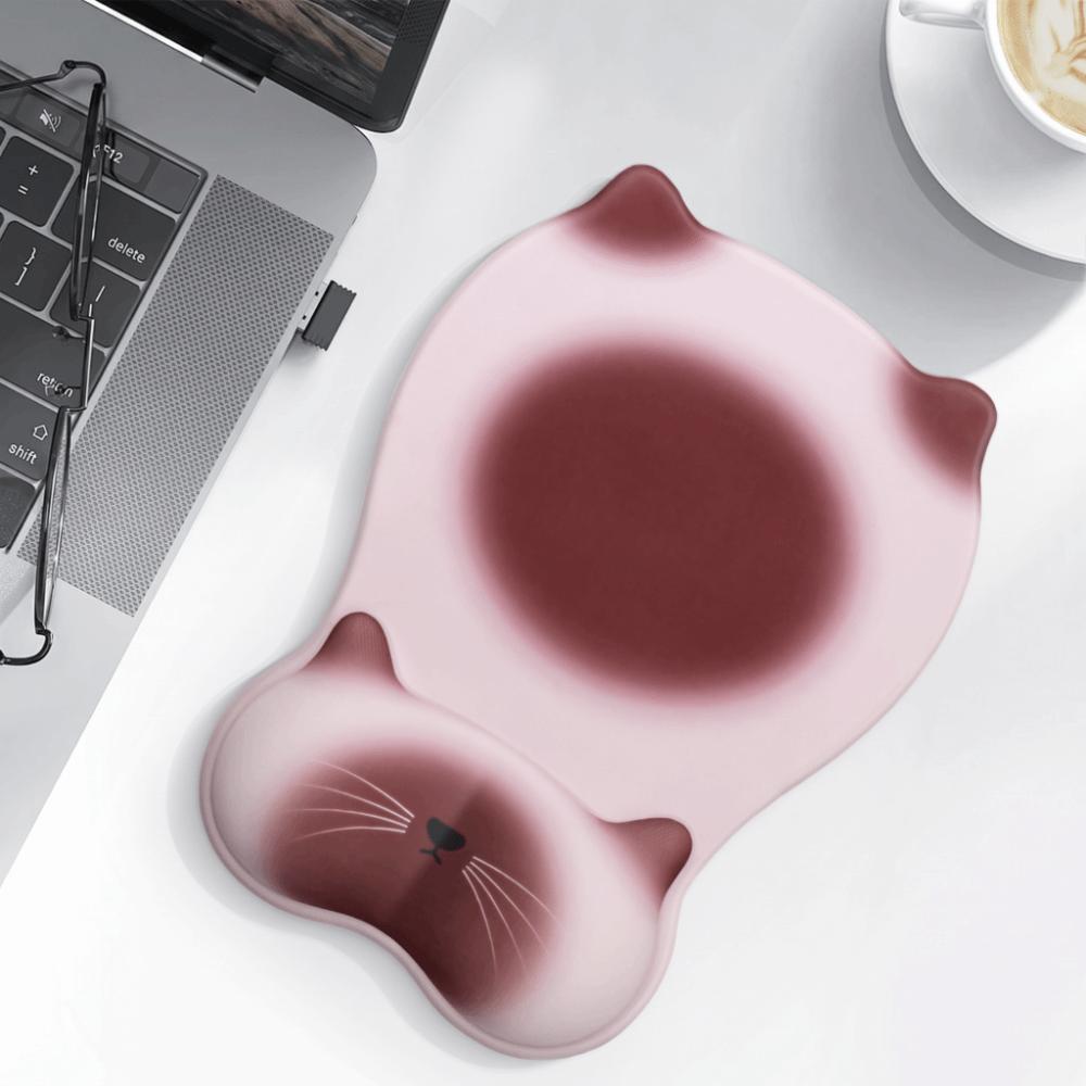 Cartoon Cat Mouse Mat Wrist Rest Non Slip Cat-shaped Mouse Pad Cute Mouse Pad Wrist Rest  Gaming Mocaro Meow