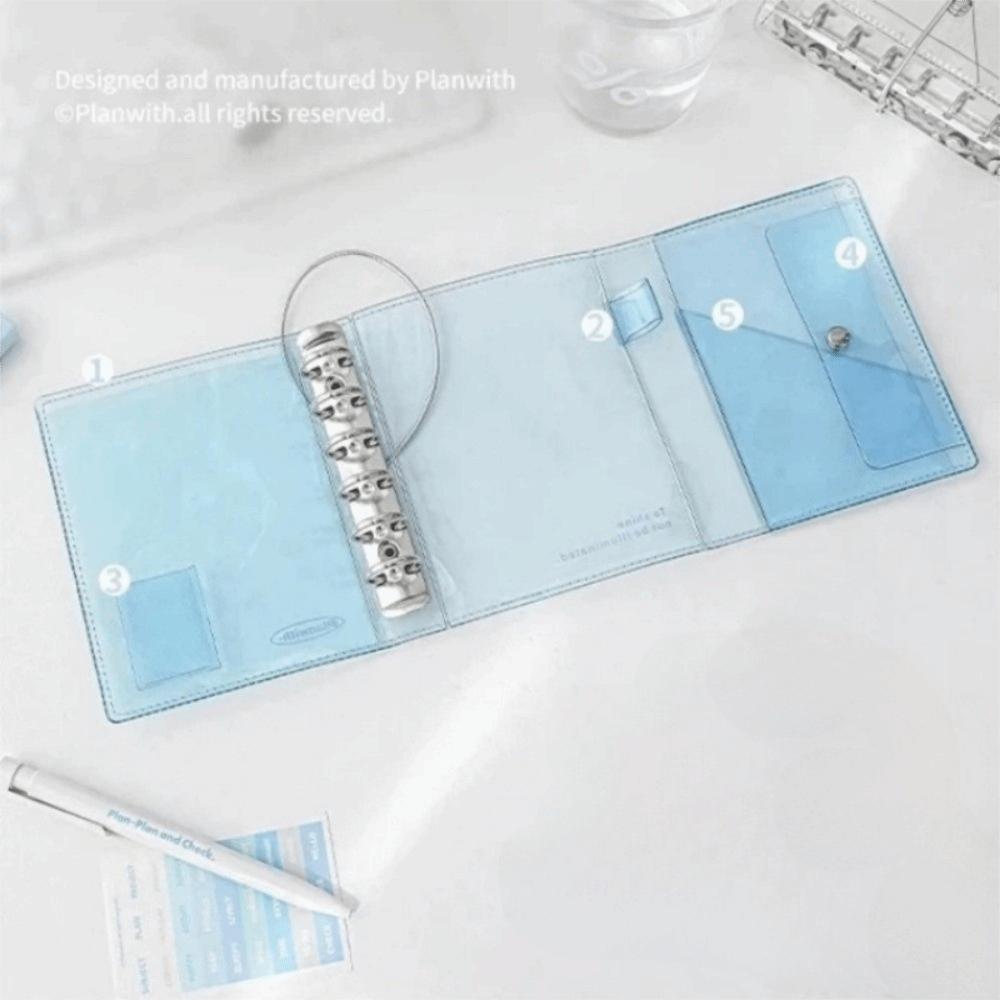 Ins A7 Refillable Notebook Tri-Fold PVC Loose Leaf Notebook Simplicity Style Clear Accordion Journal for Students