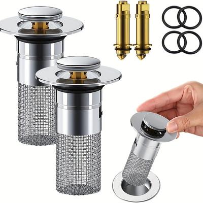 Tappi per vasca da bagno Tappi di scarico Tappi per lavabo per scarico da 34-40 mm Tappi di scarico Lavandino con filtro per capelli Schermo di scarico pop-up universale Scarico rapido per doccia