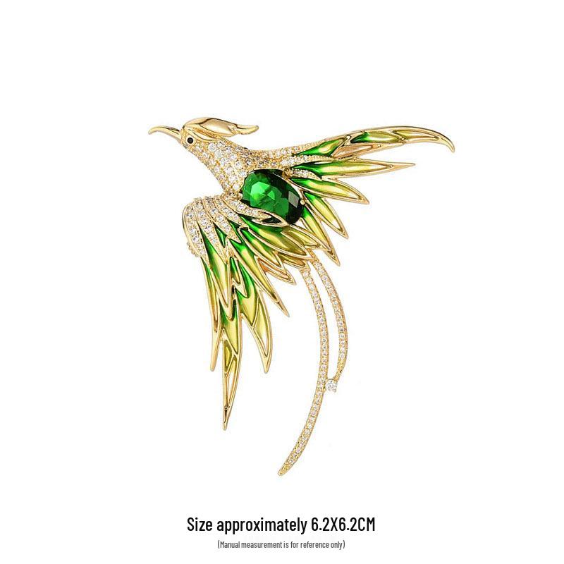 Elegant Cloisonné Enamel Phoenix Brooch - Women's Chinese Style Coat Pin