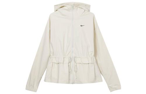Nike Solid Color Print Logo Hooded Long Sleeve Jacket M белый