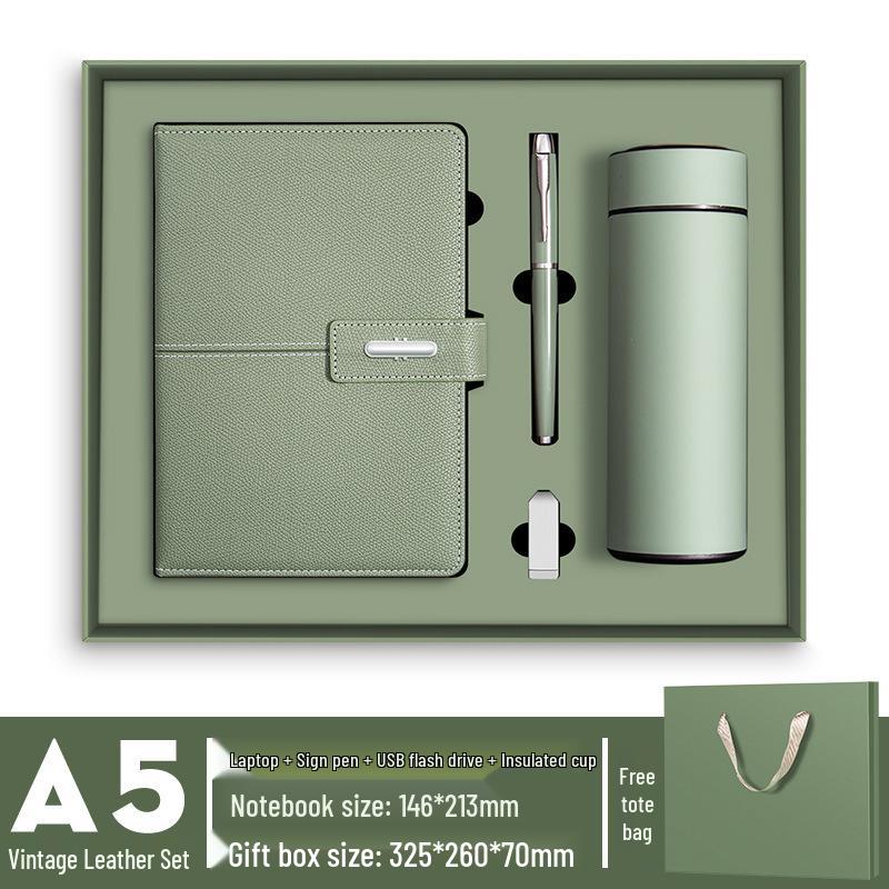 A5 Benutzerdefiniertes Geschäftsnotizbuch & Thermoskanne Geschenkset mit Logodruck für Firmenmeetings