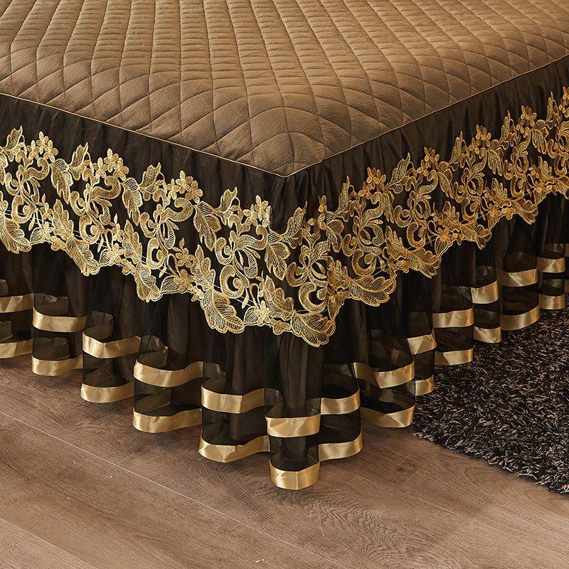 3 szt. Zagęszczona Koronkowa Falbana Jesienno-Zimowa, Kryształowy Aksamit Koronkowa Nakładka na Łóżko, Miękka i Wygodna, Pościel do Sypialni i Pokoju Gościnnego