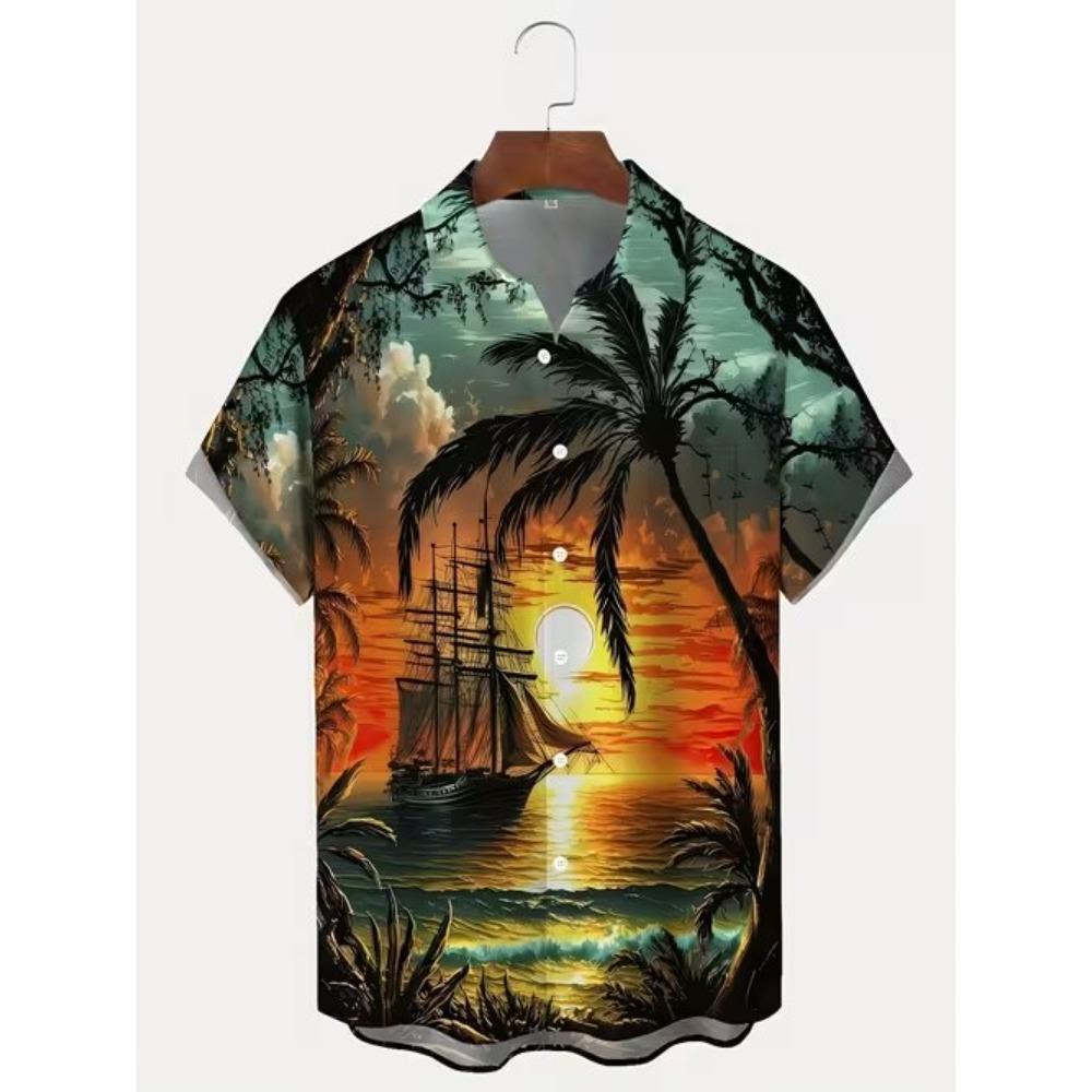 Men's Simple Pattern 3D Print Shirt Button Up Shirt Casual Shirt Summer Shirt Short Sleeve Daily Vacation Clothing