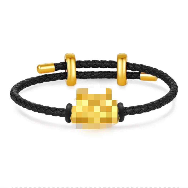 Pure Gold Zodiac Sign Bracelet - Hard Gold Couple s Jewelry with Red Rope, Unisex Design for Auspicious Year Celebration. Horse