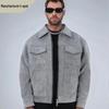 Europäischer und Amerikanischer High-Street-Stil Herren-Wildleder-Samtjacke mit Zweiwegereißverschluss und Großen Taschen