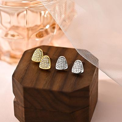 Trapezförmige Diamantohrringe Leichter Luxus High-End Vollbesetzt Nischen-Design Exquisites Temperament Vielseitig