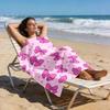 Pink Bow Design Beach Towel, Soft Lightweight Polyester Quick-Dry for Swimming Surfing Camping