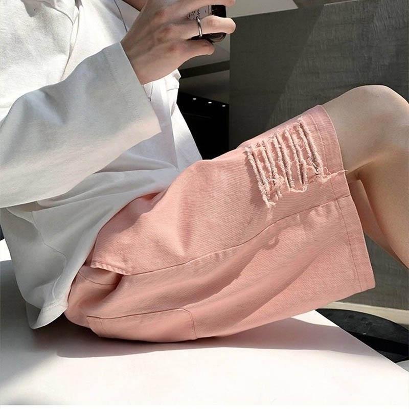 Men's Summer Outer Wear Shorts Casual Loose Ripped Five-point Pants Breathable Comfortable Soft Hip-hop Style Fashion Shorts