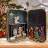 Christmas Nativity Handmade Cabin Box Theater Desktop Ornaments Jesus Nativity Set Family Nativity Scene for Xmas Decor