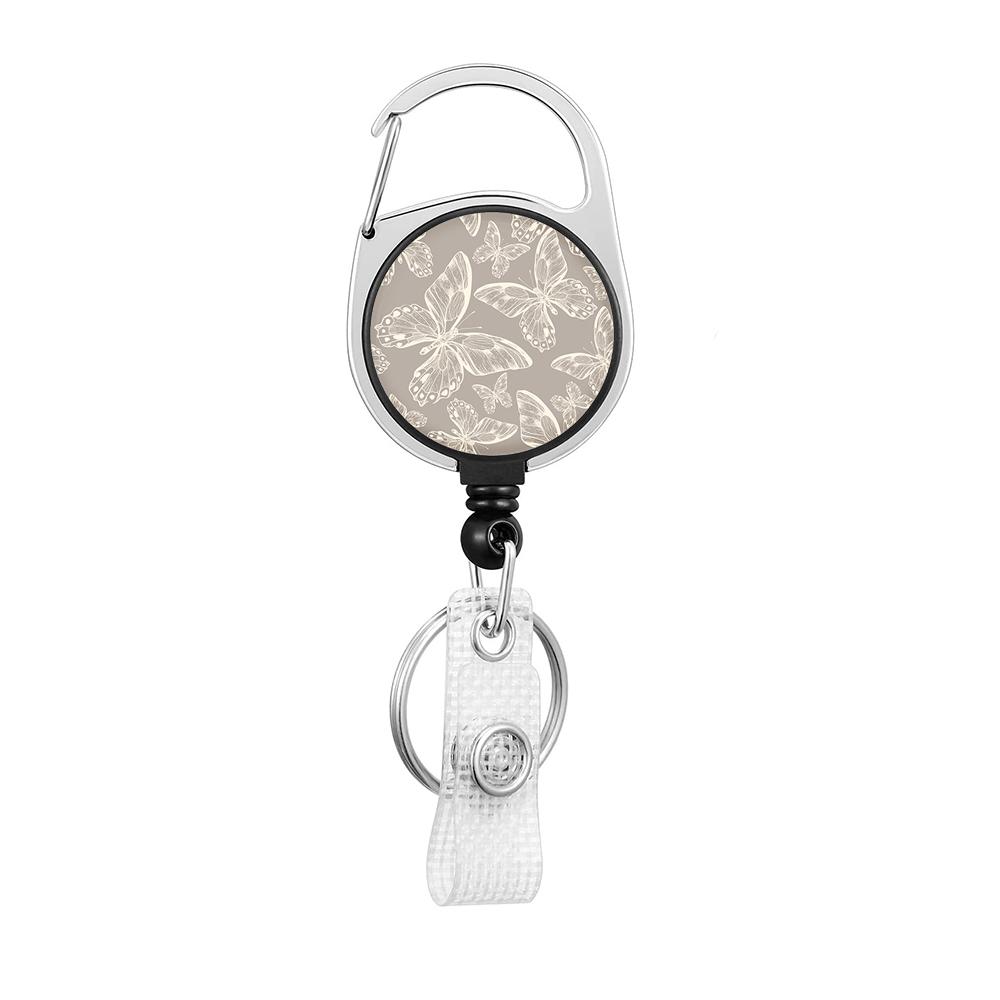 Flower Butterfly Chrysanthemum Doctor ID Badge Clip Lanyards Holder Porta Credencial Reel Nurse Retractable Keychain Wholesale