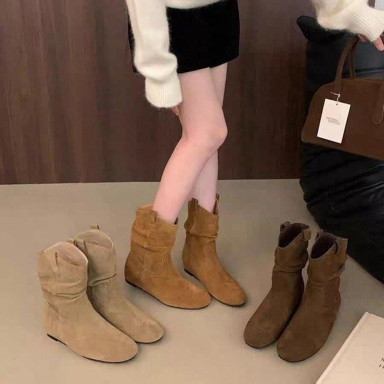 Elegant Comfortable Women's Shoes 2025 Autumn Winter Height-increasing Women's Boots Retro Minimalist Midsole Round Toe Boots 44