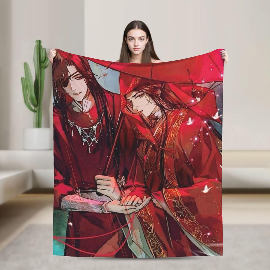 Heaven Official's Blessing Blanket  Soft Funny Plush Throw Blanket For Living Room Decorative Flannel Bedspread Bed Cover